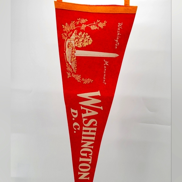 VTG 1950s WASHINGTON D.C Wool Felt Pennant 27" Washington Monument RED - Picture 1 of 9
